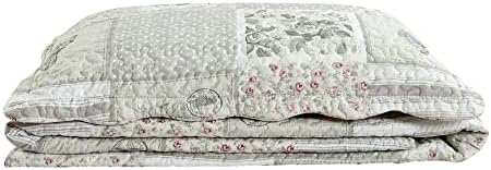 Brilliant Sunshine Grey Cupid and Pink Rose Quilt Set