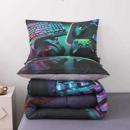 6 Pieces Gamer Comforter Set Twin for Boys