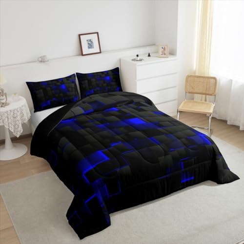 Erosebridal Queen Size Comforter Set Neon Geometric Check