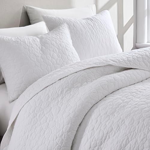 RSHARE 100 Cotton Quilt Bedding Set Twin White