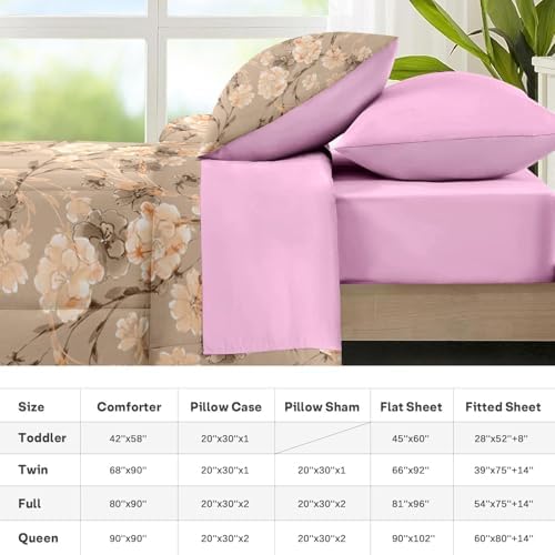 Nesker 7 Pcs Comforter Set King Size Floral Bedding