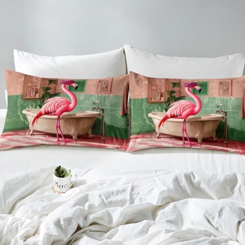 Manfei Flamingo Duvet Cover Set Twin Size
