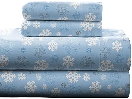 Pointehaven Heavy Weight Flannel Sheet Set Twin XL Snow Flakes Cozy