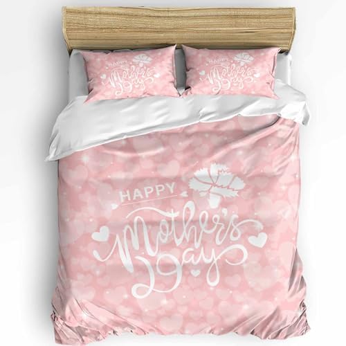Happy Mothers Day Duvet Cover Twin Size Soft Microfiber Set