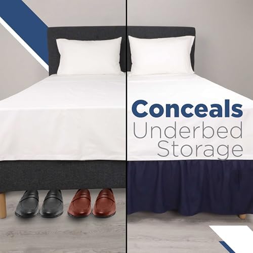 Martex Navy Full Ruffle Bed Skirt 15 Inch Drop