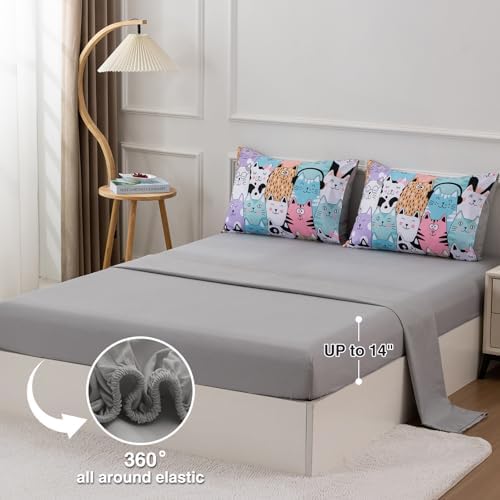 A Nice Night - Kids Boys Cartoon Cats Bedding Set 5Pcs
