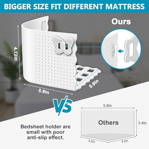 Adjustable Bed Sheet Holder with Patent Lock White