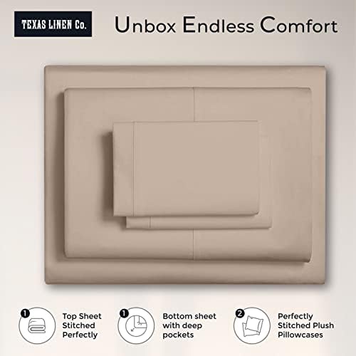 Texas Linen Co Luxury Egyptian Cotton Twin XL Sheet Set - Beige