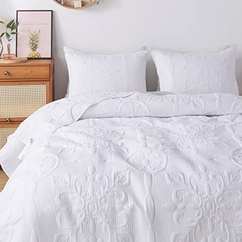 B2EVER Damask Quilt Set Queen Size 90x90 with 2 Pillow Shams