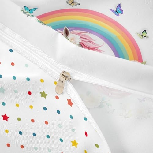 jejeloiu Rainbow Horse Duvet Cover Set