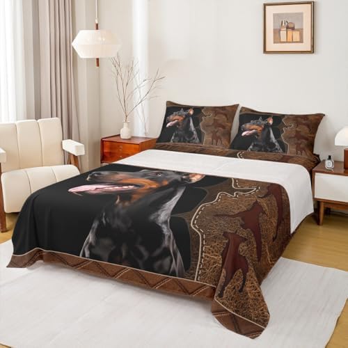 Homewish 3D Doberman King Size Bed Sheet Set
