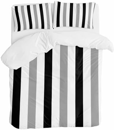 ZOE GARDEN Grey Black Duvet Cover Queen Set 3 Piece
