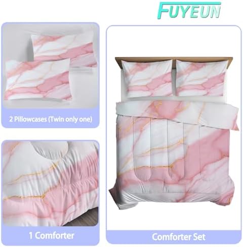 Marble Comforter Set King Size Pale Pink Chic Gold