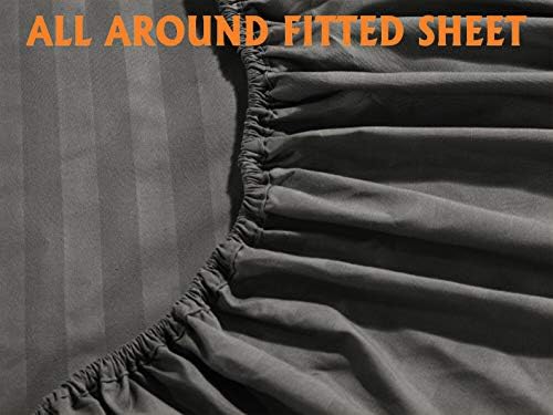 Elegant Comfort 4-Piece Damask Stripe Bed Sheet Set - Twin Grey