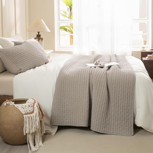Sanracie King Size Quilt Set 3PCS Linen Crinkle