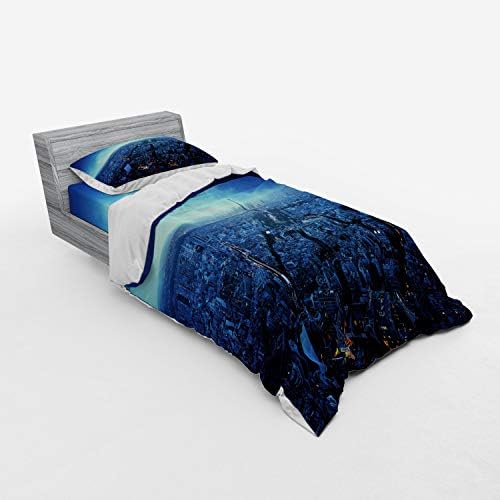 Ambesonne Cityscape Bedding Set Navy Blue Twin XL 3 Piece