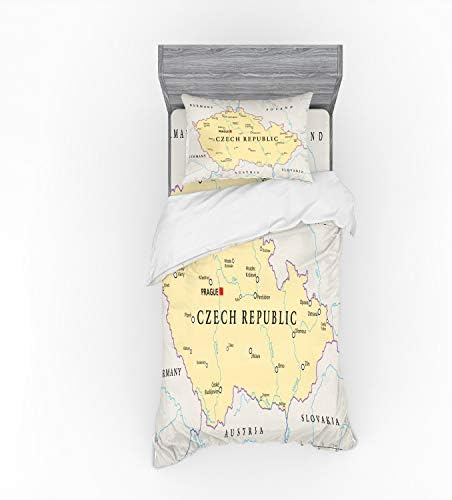Ambesonne Prague Duvet Cover Set Grey Beige Pale Blue