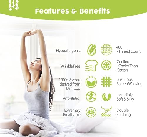 BAMPURE Luxury Bamboo Queen Sheet Set - Super Soft Cooling 100 Viscose