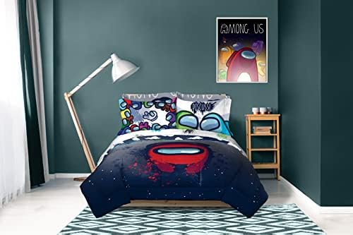 Jay Franco Among Us Space Splatter 5 Piece Queen Bed Set 1