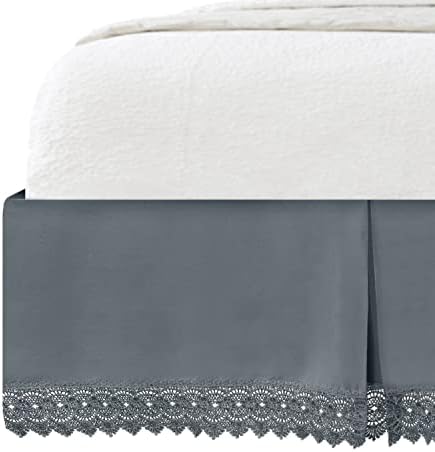 Elegant Comfort Narina Collection Lace Bed Skirt 15inch Drop Cali King Gray