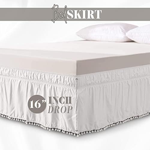 Elegant Comfort Pom-Pom Bed Skirt 16inch Drop Queen King