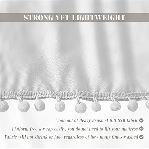 Elegant Comfort Pom-Pom Bed Skirt 16inch Drop Queen King