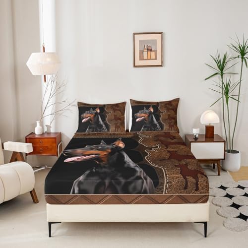 Homewish 3D Doberman King Size Bed Sheet Set