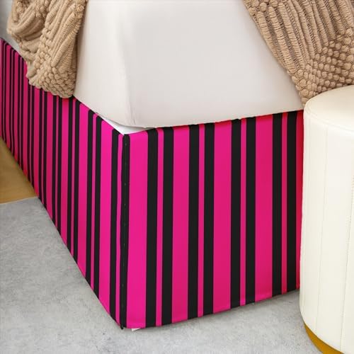 Feelyou Black Stripe Bed Skirt Twin Size with 15 Inch Drop