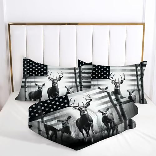 Kxry USA Flag Comforter Set King Size