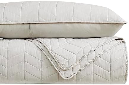 Palassio Beige Quilt Set Cal King Size with Pillow Shams
