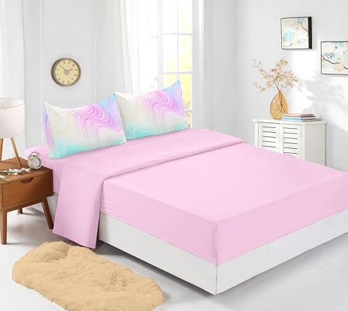 Helloosuu 7PCS Queen Girls Pink Comforter Set
