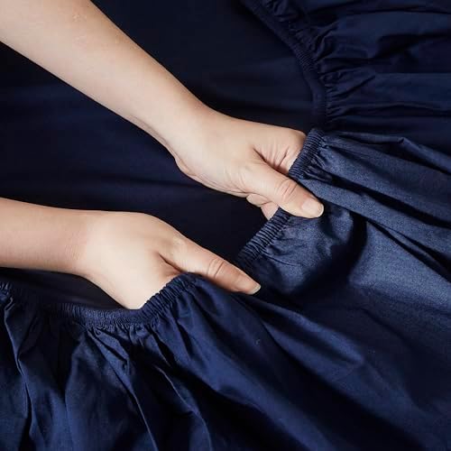 Linen Closet Luxury Cotton 3-Piece Sheet Set Twin Navy 1