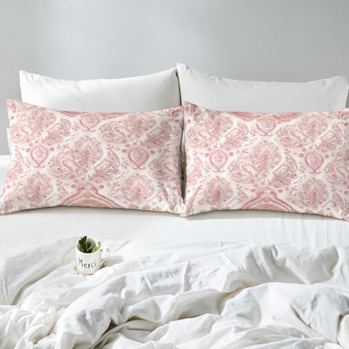 Castle Fairy 3D Pink Beige Fitted Sheet Twin Set 2 Pcs