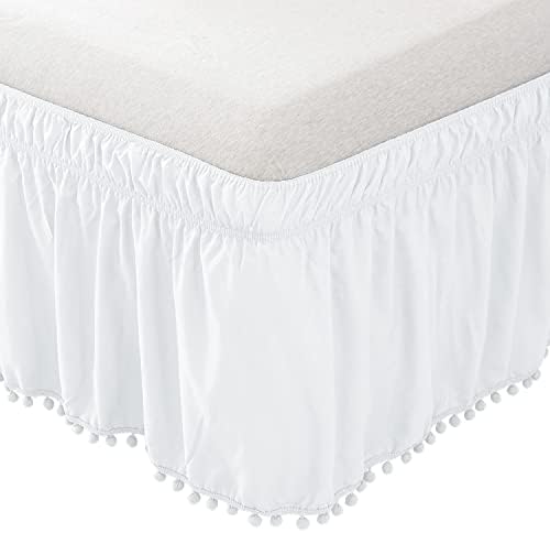 Elegant Comfort Pom-Pom Bed Skirt 16inch Drop Queen King