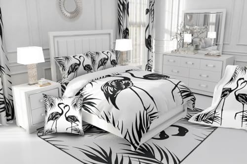 Erosebridal Flamingo Bedspread Set King Size Black and White