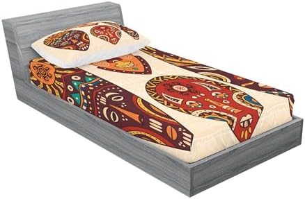 Ambesonne Tribal Fitted Sheet Pillow Sham Set - Multicolor