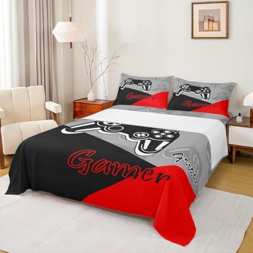 Feelyou Kids Gamer Bed Sheet Set Red Black King