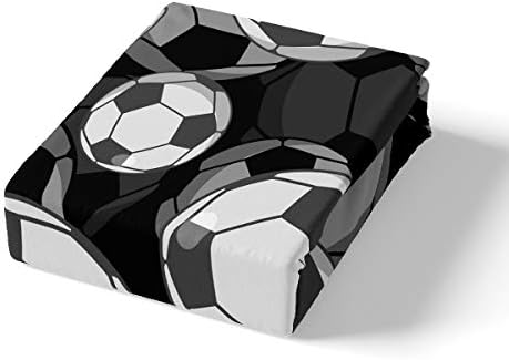 Erosebridal Kids Soccer Sheet Set with Pillowcase Twin Size Black White