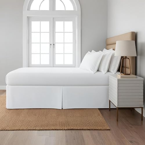 Cottingon White King Size Luxury Pleated Bed Skirt 15 Inch Drop
