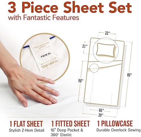 Luxury Egyptian Cotton Twin XL Sheet Set - 600 Thread Count