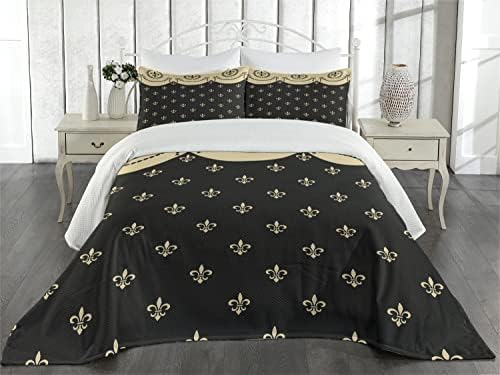 Lunarable French Coverlet Set King Size Black Yellow