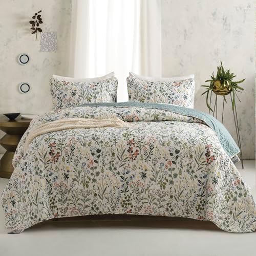 BUPIRD Floral Quilt Set King 3 Pieces