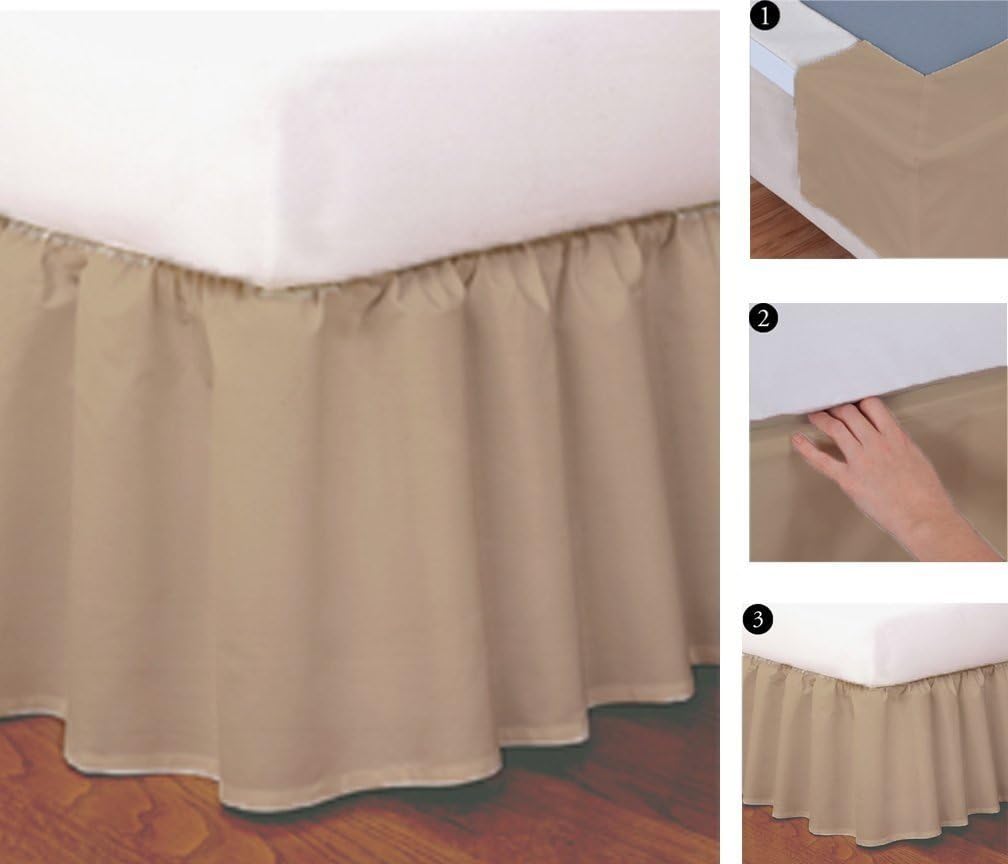 Bathrooom and More Mocha Ruffled Wraparound Bed Skirt - 14 Drop Twin