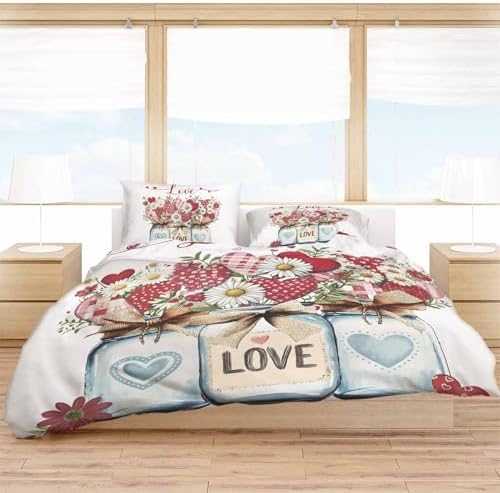 ZOE GARDEN Valentines Bed Duvet Cover Set Queen Size 1