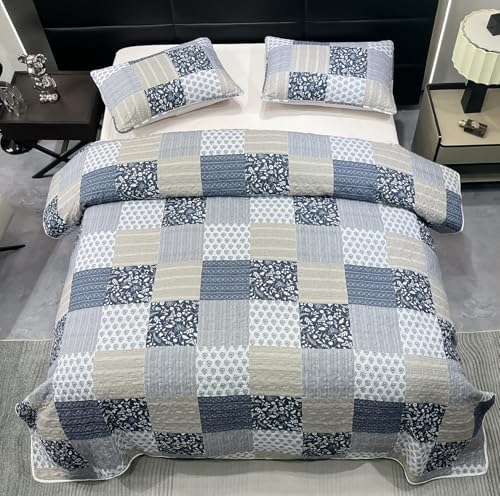 Cozyholy Alaska King Quilt Set 3 Pcs Reversible Patchwork