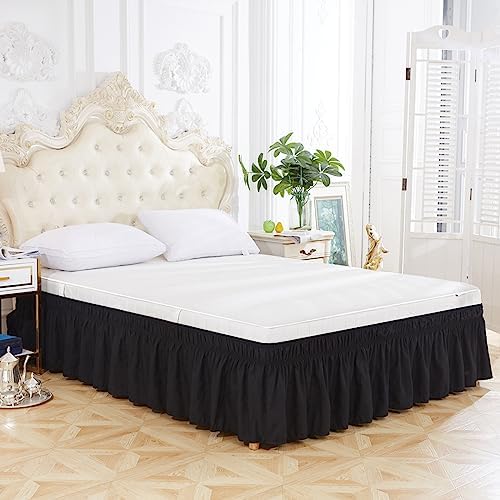 Hiseng Bed Skirt 15 Inch Drop Adjustable Elastic