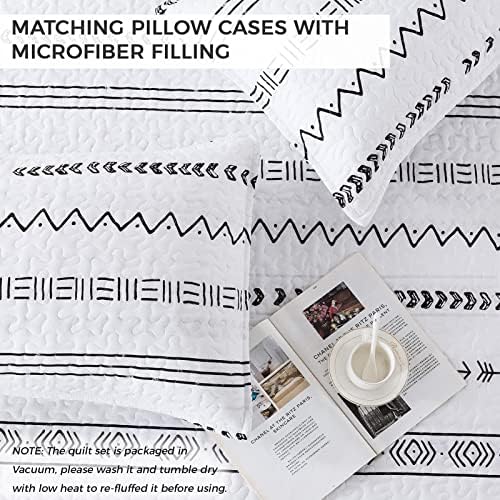 Andency White Boho Quilt Set California King 3Pcs