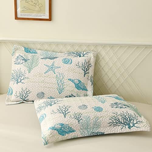 Junsey 3Pcs Ocean Theme Twin Quilt Set
