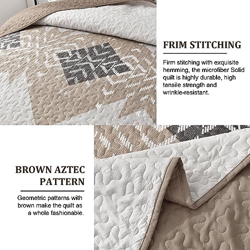 Dintszyayue Khaki Boho Quilt Set 3 Piece California King