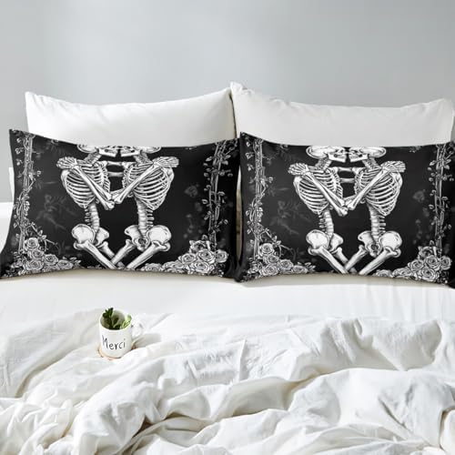 Skeleton Couple Kids Fitted Sheet Set Twin Size 1
